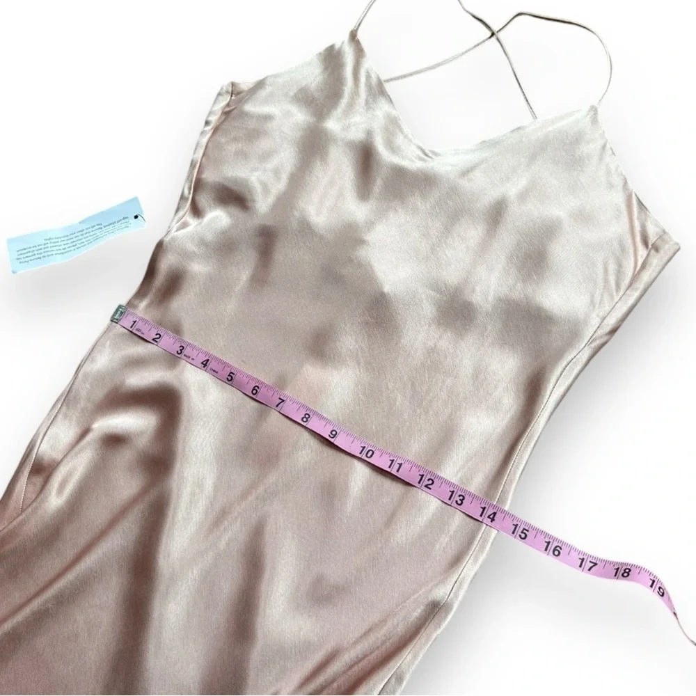 New Topshop Cowl Back Satin Midi Slip Dress in Blush | Size 4